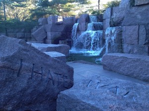 The FDR Memorial expresses the president's hate of war.