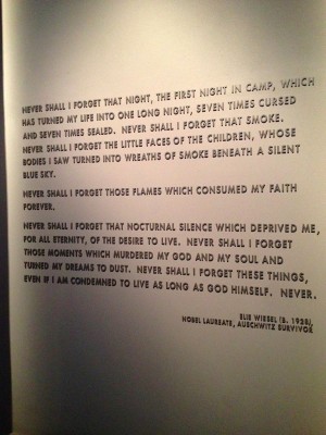 This inscription is found within the National Holocaust Museum.