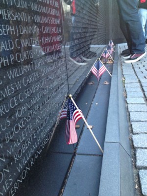 The Vietnam War Memorial pays tribute to fallen soldiers.